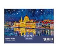 Night View of The Hungarian Parliament Building Wooden Jigsaw Puzzle Waterproof 1000 Piece Puzzles for Adults Impossible Challenging Games