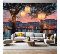 Night View Wall Mural 250 x 180 cm Venice Non-Woven Art Print Wallpaper Mural for Walls Living Room Bedroom TV Background Boys Girls Kids Rooms Decoration