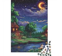 Night View Wooden 1000 Pieces Jigsaw Puzzle for Adults Creative Rectangular Puzzle Brain Exercise Challenge Game 1000pcs (75x50cm)