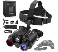 Night Vision Binoculars 4K HD Video Recording 2000ft Viewing Range Head-Mounted Infrared NVG for Adults, Tactical Light, 8X Digital Zoom for Outdoor, Camping and Travel with 64GB Card(black)