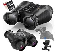 Night Vision Binoculars for Adults - 3D Effect, 6X Digital Zoom, 40° FOV, Head Mounted with Infrared, 3D Photos & 4K Video Recording, Includes 2x32GB Cards