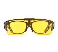 Night Vision Driving Glasses Anti Glare Fit Over Regular Prescription Glasses with Flip Up Polarized Lens Sunglasses Shield Wrap Around UV Protection Eyeglasses Rectangle Eyewear For Women Men