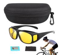 Night Vision Driving Glasses, Anti Glare Polarized Yellow Tinted Fit Over Glasses, Wide Side Vision For Safe Night Driving, Biking Running In Fog Rain, PC Frame With Lens