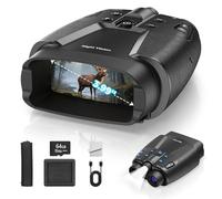 Night Vision Glasses for Adults, 10000mAh HD Screen Rechargeable 4K Night Vision Binoculars with 64GB Card for Animal Watching, Camping