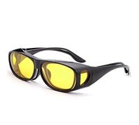 Night Vision Glasses for Men Women Polarized Day and Night Safety Driving Sunglasses Oversized Shield Wrap Around Fit Over Prescription Eyewear Anti Glare Scratch Resistant Eyeglasses Yellow Lenses