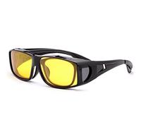 Night Vision Glasses for Men Women Polarized Lens Night Safe Driving Sunglasses Oversized Shield Wraparound Fit Over Prescription Eyewear Anti Glare Scratch Resistant Eyeglasses Yellow Lenses