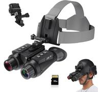 Night Vision Goggles, 4K 3D Binoculars, 8X Digital Zoom, 7-Level IR | Head-mounted, helmet-compatible night vision design for adults, featuring adjustable 7-level infrared viewing.