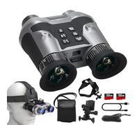 Night Vision Goggles for Adults, 3D VR Infrared Night Vision Binoculars Built-in Giant Sn, with Two 32GB TF Card, Headband, 6X Digital Zoom for Camping