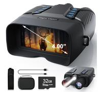 Night Vision Goggles, Night Vision Binoculars for Adult, 4.0” Screen, 4K UHD Video & 40MP Image, 8X Digital Zoom, 32GB Card, 2000FT Infrared Binoculars with Tactical Light for Camping Hunting