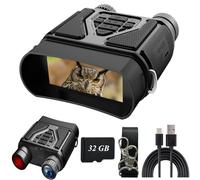 Night Vision Goggles - Night Vision Binoculars for Adults, FHD 1080P Infrared Digital Night Vision with 8X Zoom, 4000mAh Rechargeable Hunting Night Vision with 32GB Card (Black)