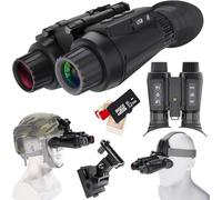Night Vision Head-Mounted Binoculars with 3D Vision Effect, 8 X Digital Zoom Completely Independent Adjust 4K HD Video Recording Infrared Binocular for Long-Distance Wildlife Observation