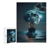 Night Voyage Under The Moon - Decorative Wooden Puzzle, 500 PCS, Mindful Gift for Adults - for Shared Table Time