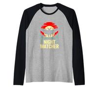 Night Watcher Mothman Cryptid Horror Sunset Raglan Baseball Tee