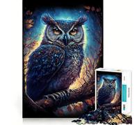 Night Watchman Owl Hard Jigsaw Puzzle for Adults 1000 Pieces Boost Memory Soothing Play Premium Cut Perfect Present (50x75cm)