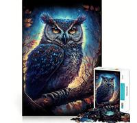 Night Watchman Owl Jigsaw Puzzles 1000 Pieces for Adults Focus Brain Toy Home Leisure Tight Edge Santa Wish Gift (38x26cm)