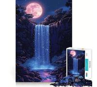 Night Waterfall Hard Jigsaw Puzzle for Adults 1000 Pieces Smart Game Home Enjoy Image Assembly Festive Gift (38x26cm)