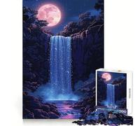 Night Waterfall Hard Jigsaw Puzzle for Adults 1000 Pieces Smart Game Home Enjoy Image Assembly Festive Gift (38x26cm)