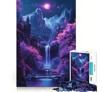 Night Waterfall in Fantasy Landscape 1000 Piece Jigsaw Puzzles for Teenagers Jigsaw Boost Recall Soothing Play Tight Edge Premium Gift (38x26cm)