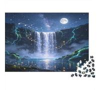 Night Waterfall Scenic Jigsaw Puzzle 1000 Piece Jigsaw Puzzle for Adults Paper Puzzle Game Night Landscape Focus Decor 38x26cm/1000pcs