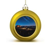 Night Western Style Christmas Tree Ornaments 1.6 Inch Shatterproof Pc Plastic Balls with Lanyard Baubles Hanging Christmas Ball Ornaments for Xmas Tree Holiday Party Wedding Home Decorations-Golden