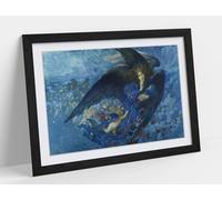 Night with her Train of Stars, E.R.Hughes Stunning Framed Wall Art Print Picture - A4 - Black Frame