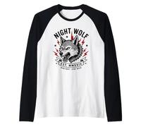 Night Wolf - Run Fast Stay Wild Vintage Wolf Raglan Baseball Tee