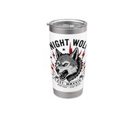 Night Wolf - Run Fast Stay Wild Vintage Wolf Stainless Steel Insulated Tumbler