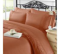 Night Zone Charlotte Lace Duvet Cover Set, Terracotta, Super King