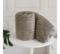 Night Zone Chunky Ribbed Cord Faux Fur Velvet Touch Sofa Bed Throwover Soft touch Blanket (Beige, 150 x 200 CM)
