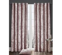 Night Zone Curtains Luxury Crushed Velvet Eyelet Lined Curtains Thermal Insulated for Bedroom and Living Room (Blush Pink, 66" x 90")
