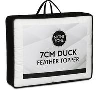 Night Zone Duck Feather Mattress Topper Premium Extra Plump & Deep 7cm Duck Feather Mattress Topper with 100% Breathable Keep Cool Down Proof Natural Cotton Casing (Super King)