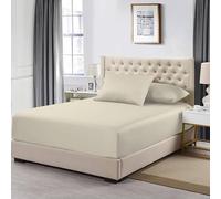 Night Zone Fitted Bed Sheet 200 Thread Count 100% Egyptian Cotton 30 CM Deep Pocket Fitted Sheet (Cream, Single)
