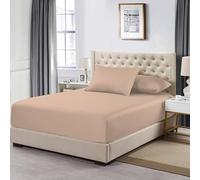 Night Zone Fitted Bed Sheet 200 Thread Count 100% Egyptian Cotton 30 CM Deep Pocket Fitted Sheet (Latte, Single)