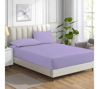 Night Zone Fitted Bed Sheet Non Iron Polycotton Soft Easy Care Percale 25cm Deep Pocket Fitted Sheet (Double, Lilac)