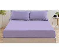 Night Zone Fitted Bed Sheet Percale Cotton Rich 180 Thread Count Non Iron 25cm Fitted Sheets (Lilac, Single)
