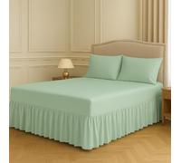 Night Zone Fitted Frilled Valance Sheet King Duck Egg - 25cm Deep Elasticated Sheet with 30cm All-Around Frill - Fits Over Mattress & Down to the Floor - Polycotton Bed Skirt for Bed Base