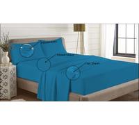 Night Zone Flannelette Sheet Set 100% Brushed Cotton Fitted Sheet Flat Sheet With Pillowcases Sheet Set (Teal, King)