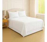 Night Zone Flat Sheet 180 Thread Count Rich Percale Non Iron Bed Linen Soft PolyCotton Blend Plain Dyed Flat Bed Sheets (Double, White)