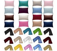NIGHT ZONE Luxury EASY CARE PillowCases & V-Cases ~ V Shape Maternity Pregnancy Nursing Orthopedic Pillowcase ~ Polycotton Fabric & Standard UK Size ~ 19 STUNNING COLORS (V-CASE (PAIR), White)