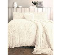 Night Zone Teddy Bear Fleece Long Fur Cuddles Alaska Luxury Duvet Cover Set Warm Cosy Soft Teddy Bedding Set (Cream, Single)
