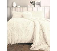 Night Zone Teddy Bear Fleece Long Fur Cuddles Alaska Luxury Duvet Cover Set Warm Cosy Soft Teddy Bedding Set (Cream, Super King)