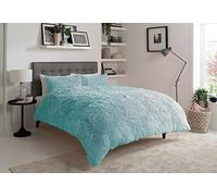 Night Zone Teddy Bear Fleece Long Fur Cuddles Alaska Luxury Duvet Cover Set Warm Cosy Soft Teddy Bedding Set (Duck Egg, Super King)