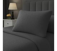 Night Zone Teddy Bear Pair Pillowcases Warm Cosy Soft Plush Fleece Pillow case (Charcoal)
