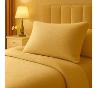 Night Zone Teddy Bear Pair Pillowcases Warm Cosy Soft Plush Fleece Pillow case (Ochre)