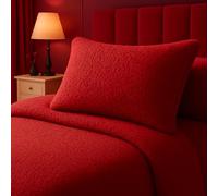 Night Zone Teddy Bear Pair Pillowcases Warm Cosy Soft Plush Fleece Pillow case (Red)