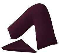 Night Zone V Shaped Polycotton Pillow Case Cover Nursing Pregnancy Maternity Orthopaedic Support PillowCase (Plum)