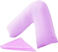 Night Zone V Shaped Polycotton Pillow Case Cover Nursing Pregnancy Maternity Orthopaedic Support PillowCase (Lilac)