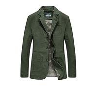 Nightborne Mens Casual Blazer Slim fit Long Sleeve Jacket Washed Cotton Casual Suits Blazer Jackets (Green,L)