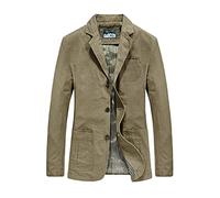 Nightborne Mens Casual Blazer Slim fit Long Sleeve Jacket Washed Cotton Casual Suits Blazer Jackets (Khaki,M)
