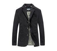 Nightborne Mens Casual Blazer Slim fit Long Sleeve Jacket Washed Cotton Casual Suits Blazer Jackets (Black,S)